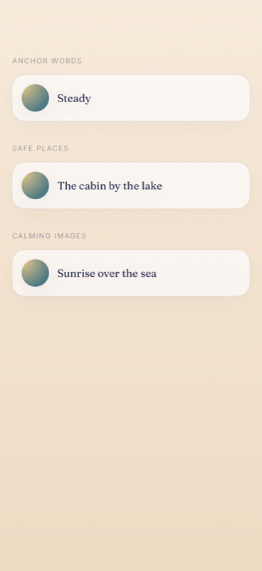 Your saved calm resources in Nook